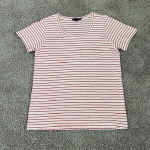 Pendleton Tee Scoop Neck Red‎ & White Classic Summer Top Striped Women's XL